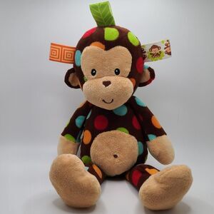 Taggies Baby  Monkey Polka Dots Satin Tag Lovey Stuffed Toy Signature Collection